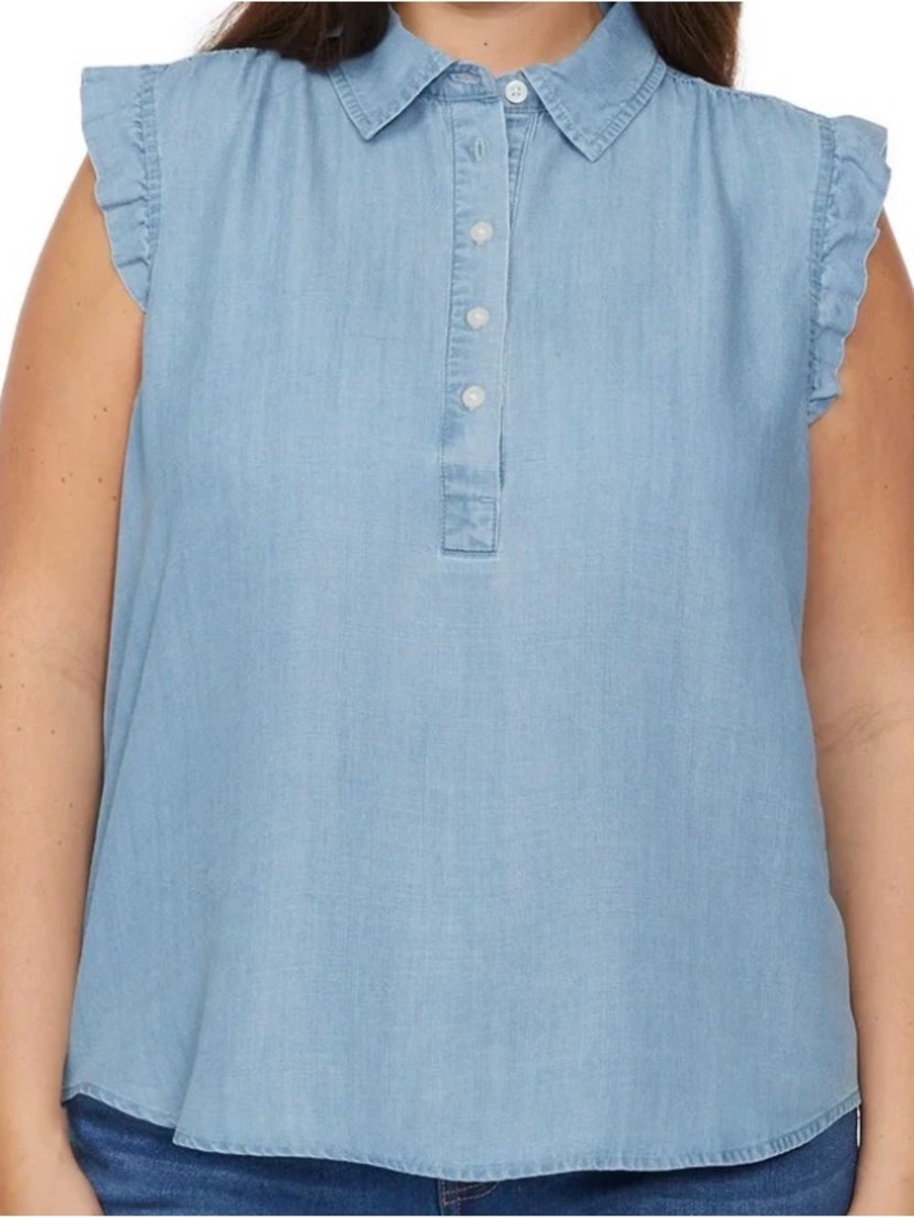 LOFT Light Blue Chambray Denim Top